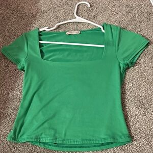 Sincerely Jules Green Square-Neck Short Sleeve Top